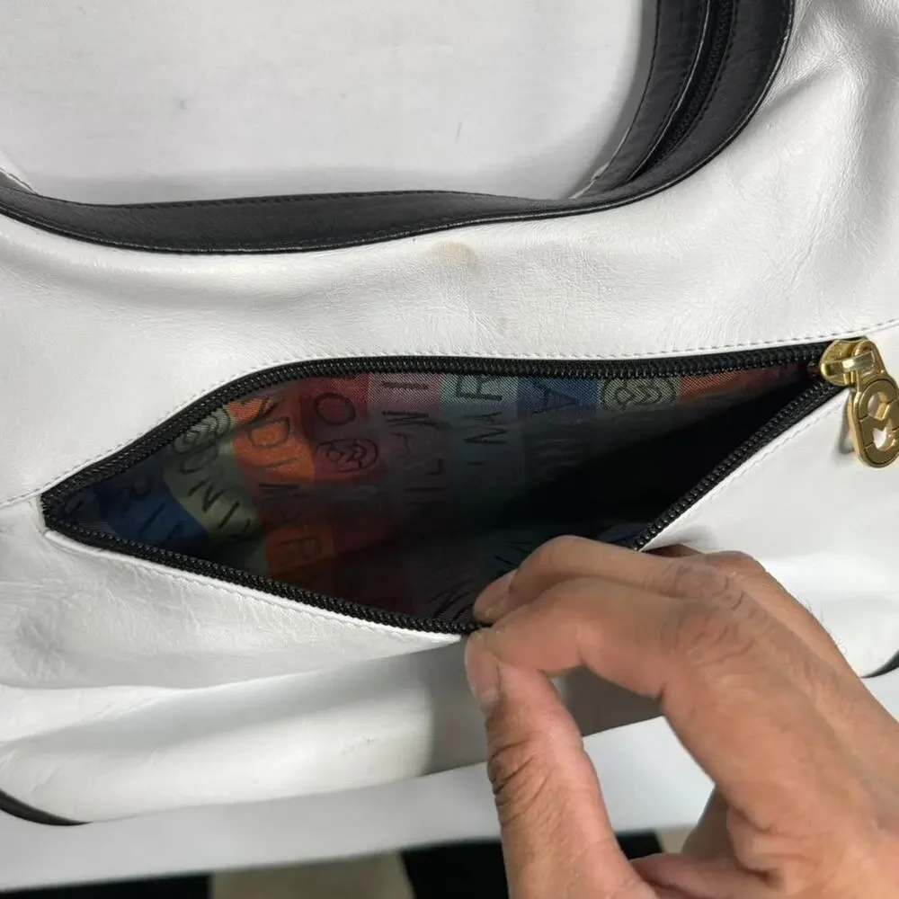 Marino Orlandi White Vintage Genuine Leather Hobo Designer Bag Made In Italy